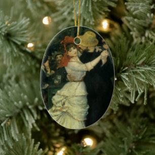 Dance of Bougival by Pierre Renoir, Vintage Art Julgransprydnad Keramik