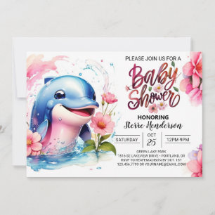 Dance of Dolphins Girl Baby Shower Inbjudningar