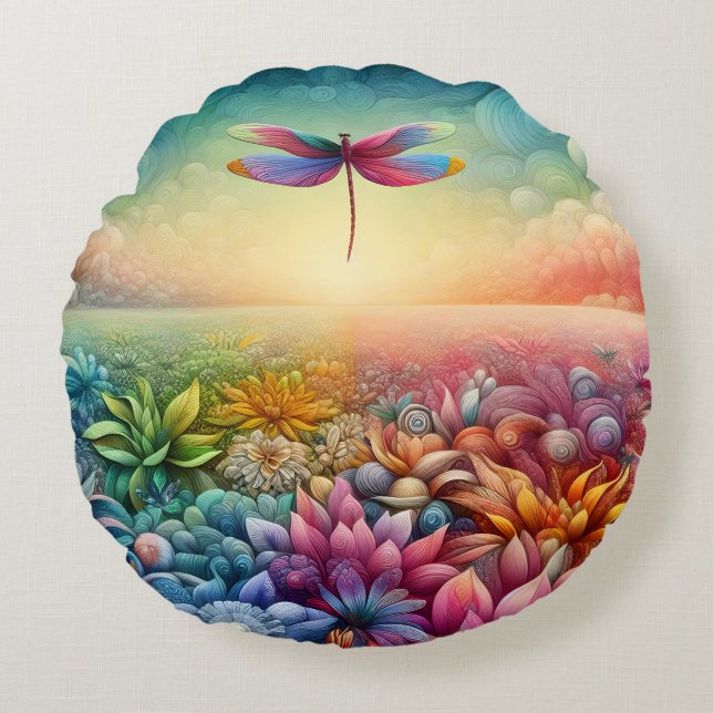 Dance of Dragonfly Rund Kudde (Framsidan)