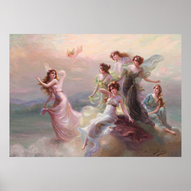 Dance of Nymphs and Cupid by Édouard Bisson Poster (Framsidan)