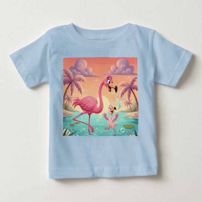 Dance of Sunlight and Flamingo T Shirt (Framsida)