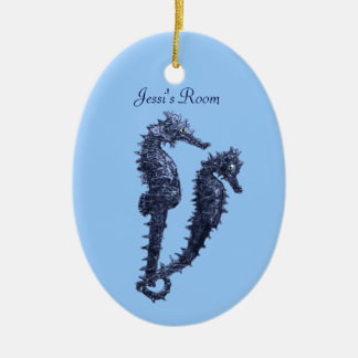 Dance of the Seahorse (Blue) (Dor Hanger) Julgransprydnad Keramik