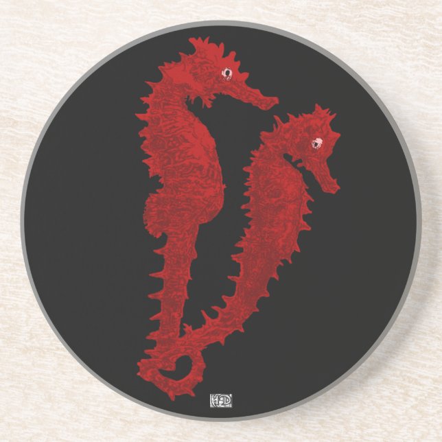 Dance of the Seahorse (Red) Underlägg Sandsten (Framsidan)