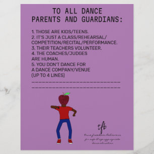 Dance Parent Reminder Apple Lavender Reklamblad