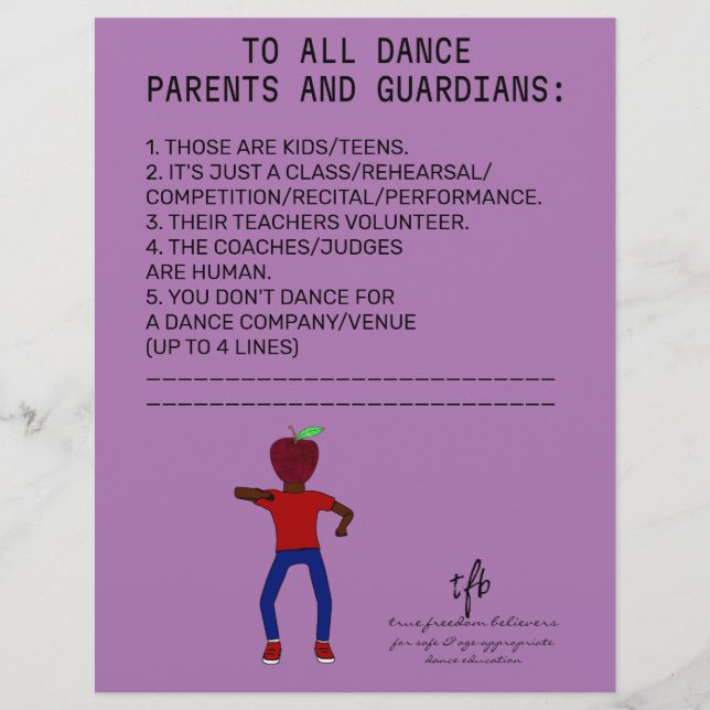 Dance Parent Reminder Apple Lavender Reklamblad (Framsidan)