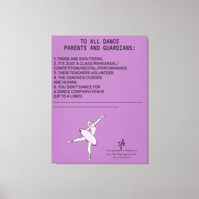 Dance Parent Reminder Sheep Lavender Canvastryck (Framsida)