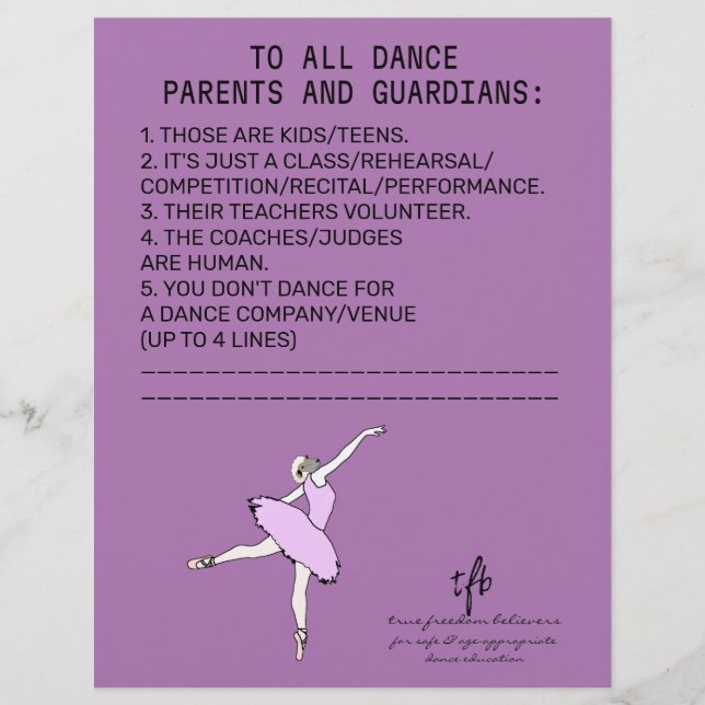 Dance Parent Reminder Sheep Lavender Reklamblad (Framsidan)