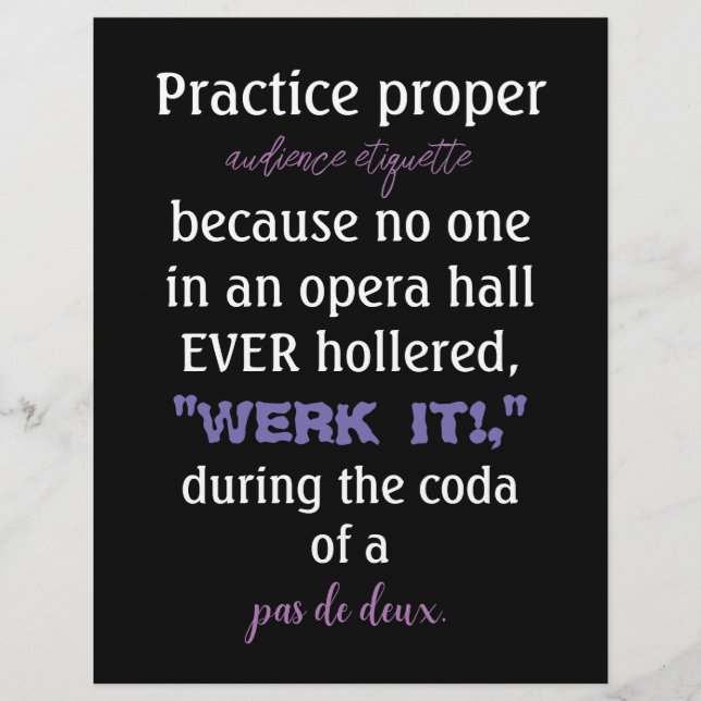 Dance Parents Audience Etiquette Lavender Reklamblad (Framsidan)