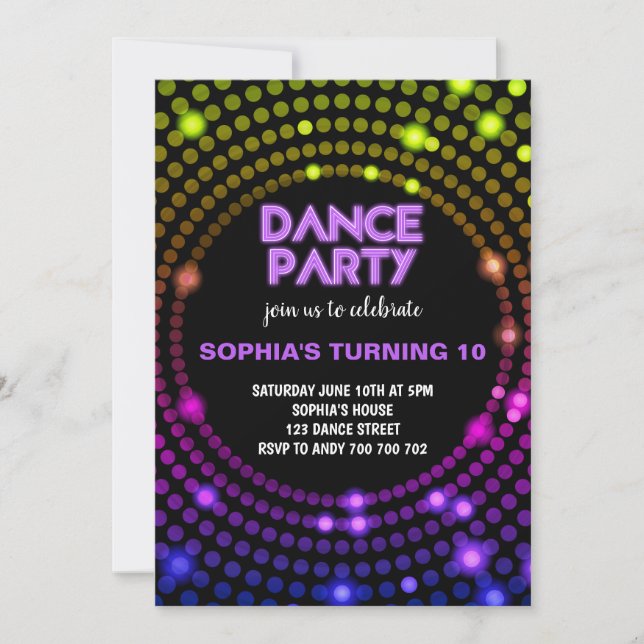 Dance Party Disco 80s Disco Boll Girls Birthday Inbjudningar (Framsida)
