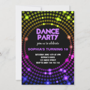 Dance Party Disco 80s Disco Boll Girls Birthday Inbjudningar