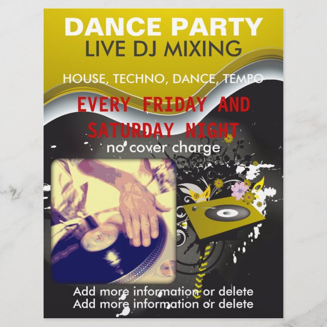 Dance Party DJ Turntable Flyer (Framsidan)