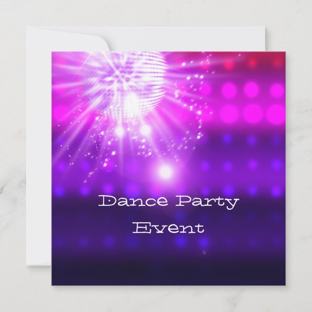 Dance Party Event Rosa Lila Silver Mirrorball  Inbjudningar (Framsida)