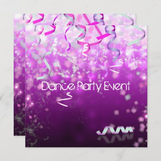 Dance Party Event Streamers Inbjudningar (Fram/baksida)