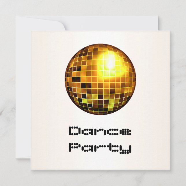 Dance Party Event White Guld Mirrorball Inbjudningar (Framsida)