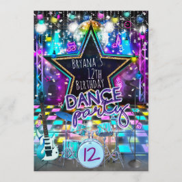DANCE PARTY Födelsedagsmusikalisk Rockstjärna Inbj Inbjudningar