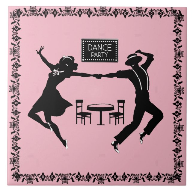 DANCE PARTY - FÖRÄNDRINGSBAR BAKGRUND FÄRG- KAKELPLATTA (Framsidan)