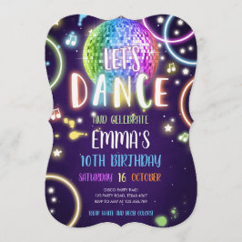 Dance Party Neon Glow Disco Birthday Inbjudan