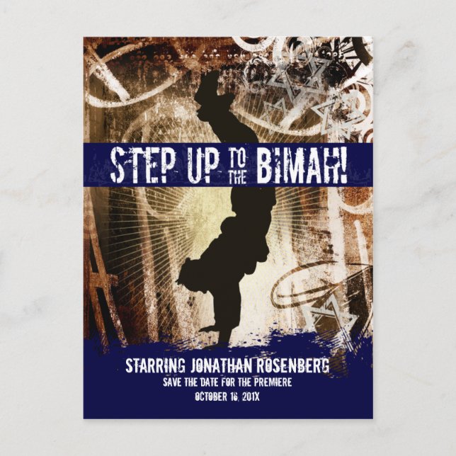 Dance Party Pub Mitzvah Spara datumet Meddelande Vykort (Framsida)