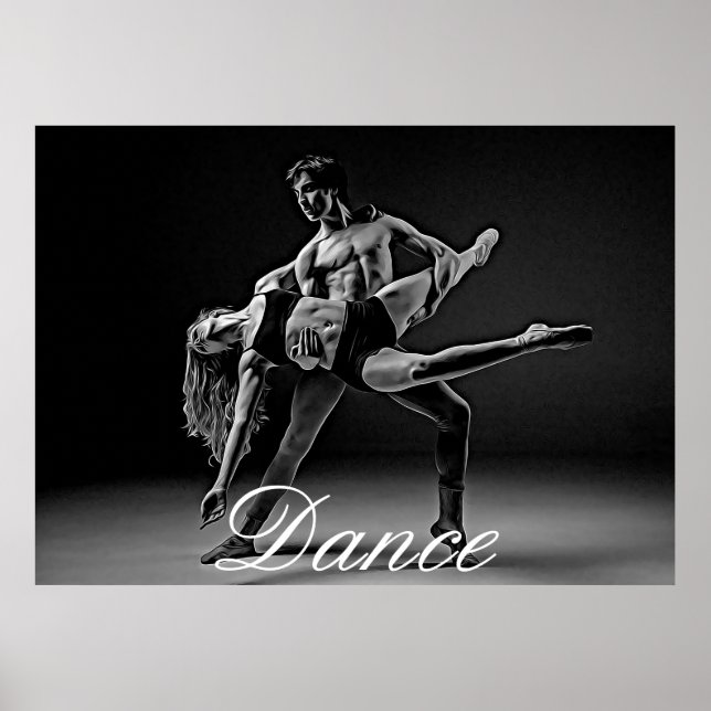 Dance Poster, Black and White Romantic Dance Photo Poster (Framsidan)