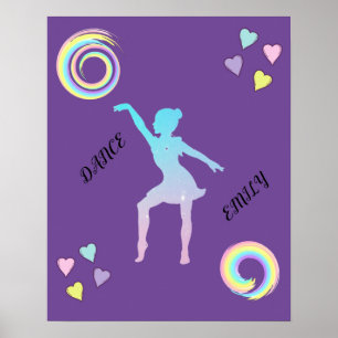 Dance poster med hjärtan och snurrar.