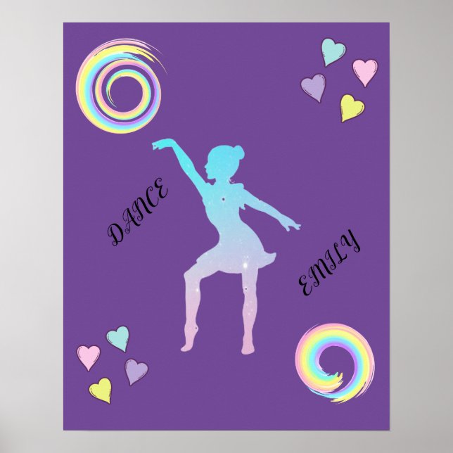 Dance poster med hjärtan och snurrar. (Framsidan)