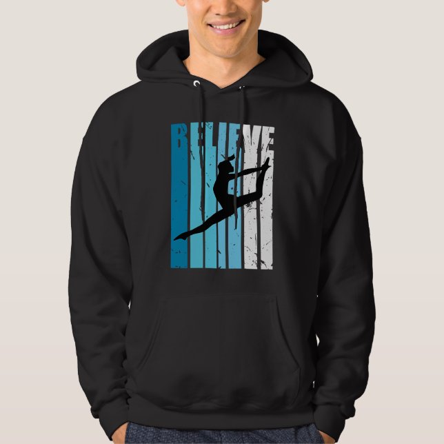 Dance Retro Believe Turquoise Dancer Dancing Fan W Hoodie (Framsida)