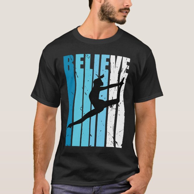 Dance Retro Believe Turquoise Dancer Dancing Fan W T Shirt (Framsida)