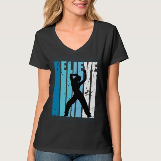 Dance Retro Believe Turquoise Girl Dancer Fan Woma T Shirt (Framsida)