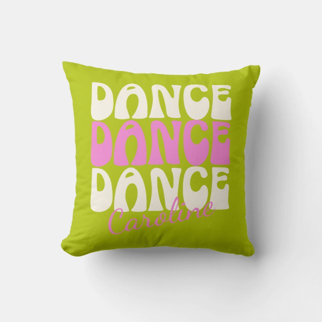 Dance Retro Typography Rosa and Grönt Personlig Kudde (Framsida)