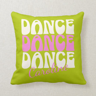 Dance Retro Typography Rosa and Grönt Personlig Kudde
