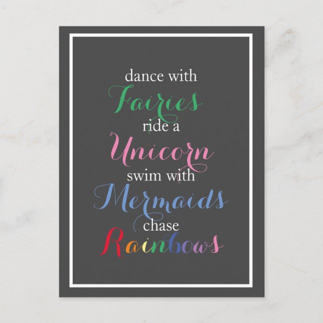 Dance, Ride, Simma, Chase Magic Vykort (Framsida)