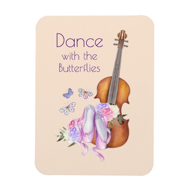 Dance Say with Violin & Ballet Shoes Magnet (Vertikal)