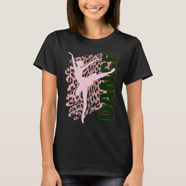Dance Shock rosa Leopard Skriv ut Ballerina Dancer T Shirt (Framsida)