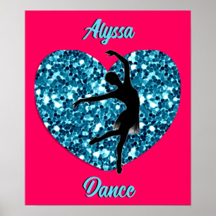 Dance Shock rosa och turkos w/ Personlig Namn Poster