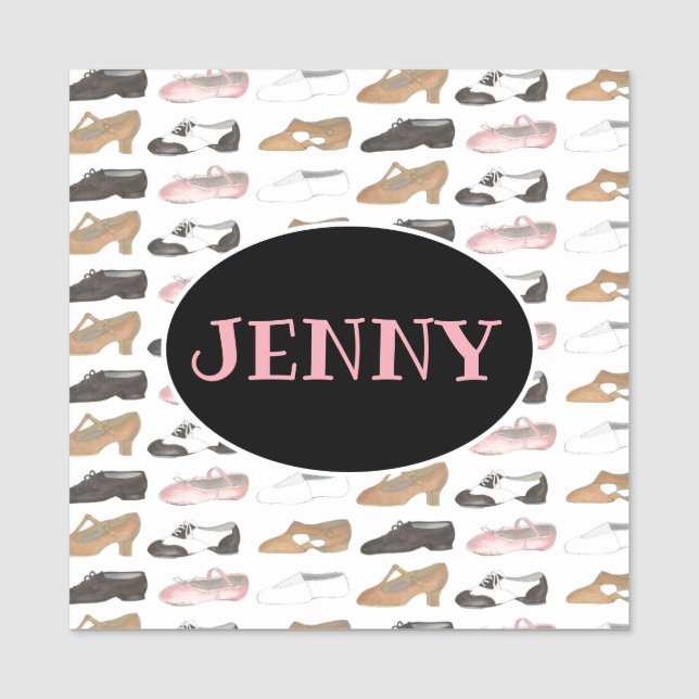 Dance Shoes Ballet Tap Jazz Lyrical Födelsedagsfes Namnbricka (Framsida)