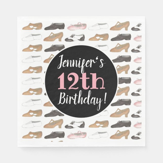 Dance Shoes Ballet Tap Jazz Lyrical Födelsedagsfes Pappersservett (Framsidan)
