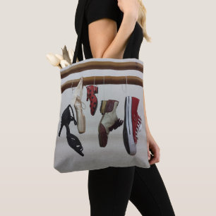 Dance Shoing Hanging from Rod Printing on Tote Bag Tygkasse