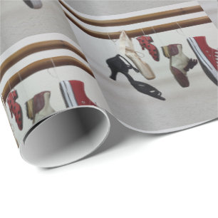 Dance Shoings Hanging from Rod Printing Gift Wrap Presentpapper