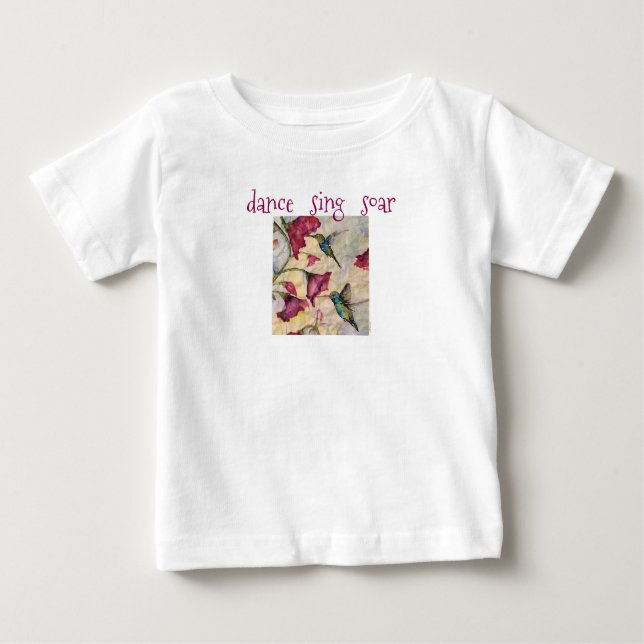 Dance Sjunga Hummingbird Art Flicka Tutu T-shirt (Framsida)