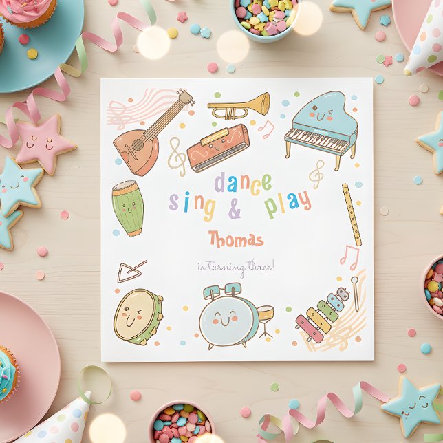 Dance sjunga och play barns födelsedag pappersservett (Skapare uppladdad)