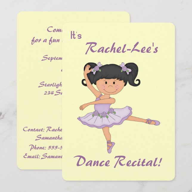Dance Skäl Ballerina Inbjudningar (Fram/baksida)