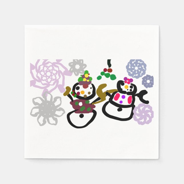Dance Snowman and Snowwoman Pappersservett (Framsidan)