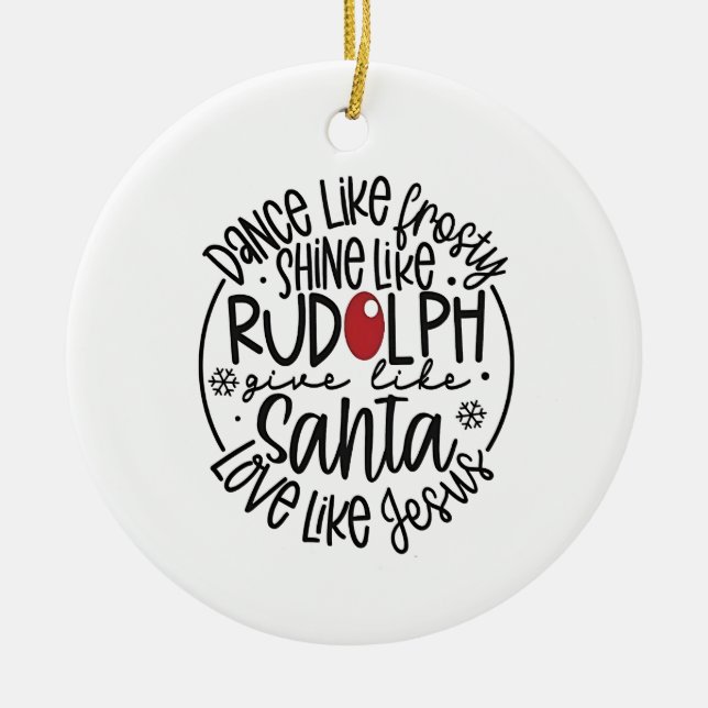 Dance som Frosty Shine som Rudolph jul jul Julgransprydnad Keramik (Framsidan)
