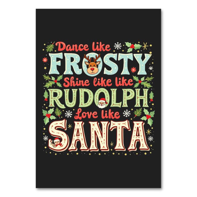 Dance som Frosty Shine som Rudolph Kärlek Bordsnummer (Framsidan)