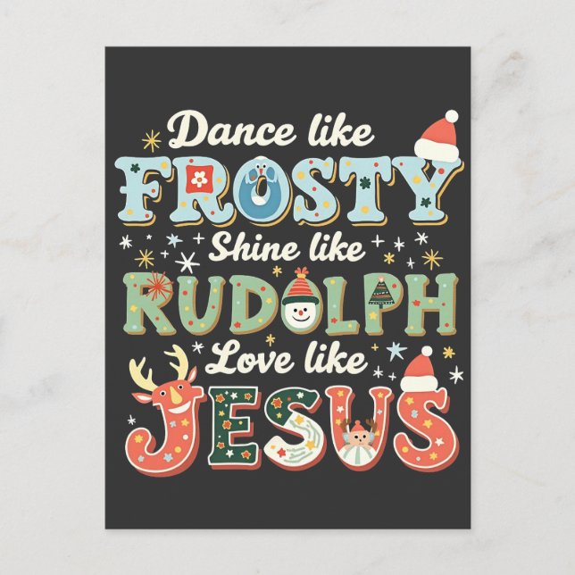 Dance som Frosty Shine som Rudolph Kärlek gillar Meddelande Vykort (Framsida)
