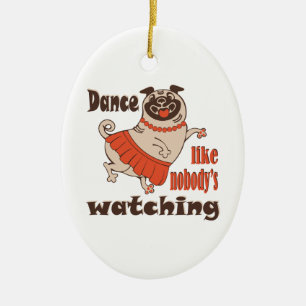 Dance som ingen tittar på Hund Julgransprydnad Keramik