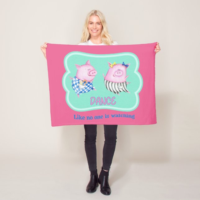 Dance som ingen tittar på Lycklig Dancing Grisar Fleecefilt (På plats)