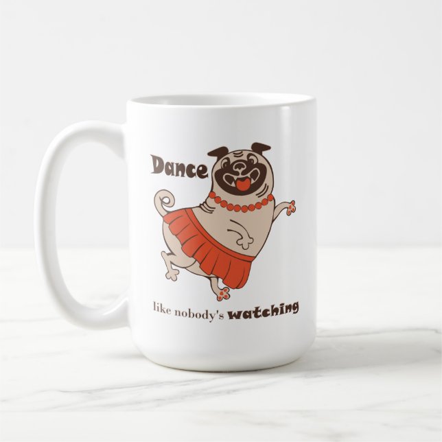Dance som ingen tittar på Pug Girl Coffee Mugg (Vänster)