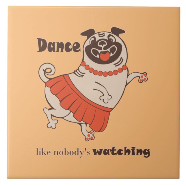 Dance som ingen tittar på Pug Girl Kakelplatta (Framsidan)