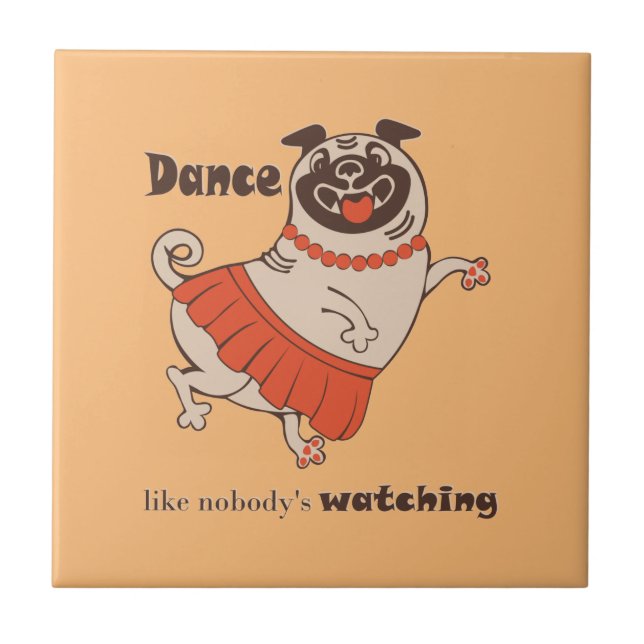 Dance som ingen tittar på Pug Girl Kakelplatta (Framsidan)